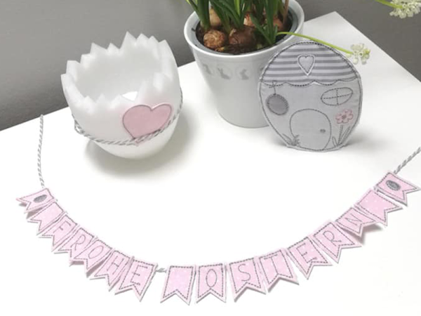 Mini Wimpelkette Frohe Ostern - ITH-Stickdatei